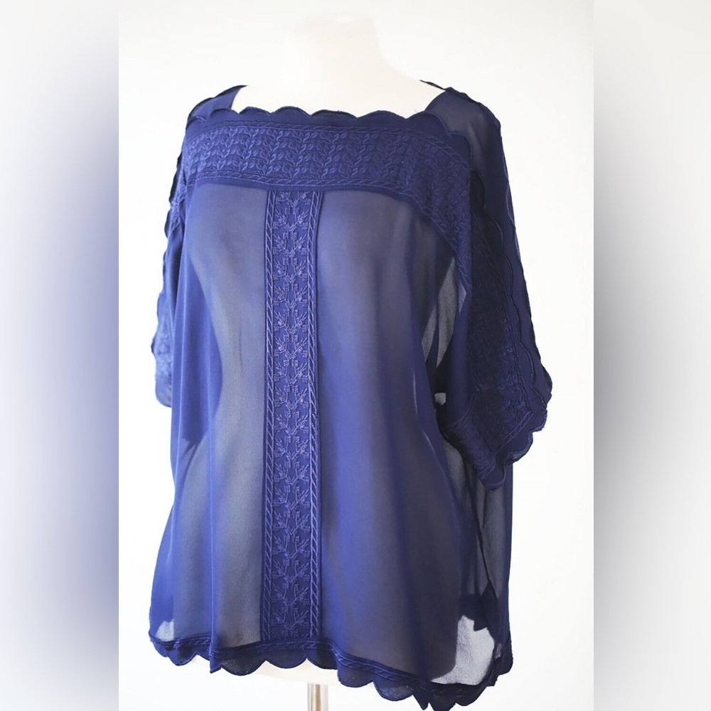 Isabel Marant Etoile Royal Blue Blouse With Embroidered Panels Size 38